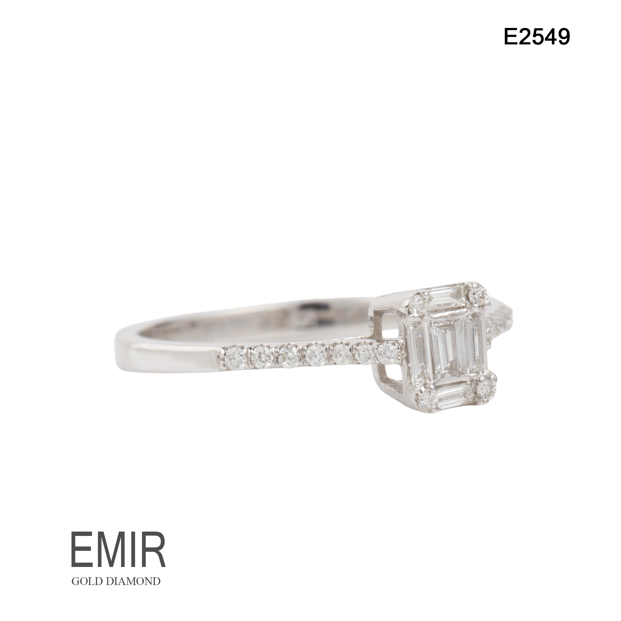 Inel Aur Alb cu Diamant E2549 - imagine 3